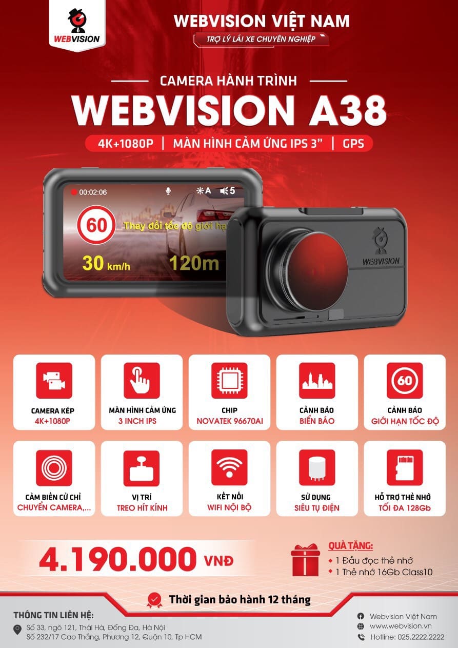 Camera Hành Trình Webvision A38 4k Autospapro Giá
